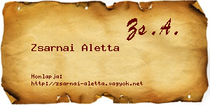 Zsarnai Aletta névjegykártya
